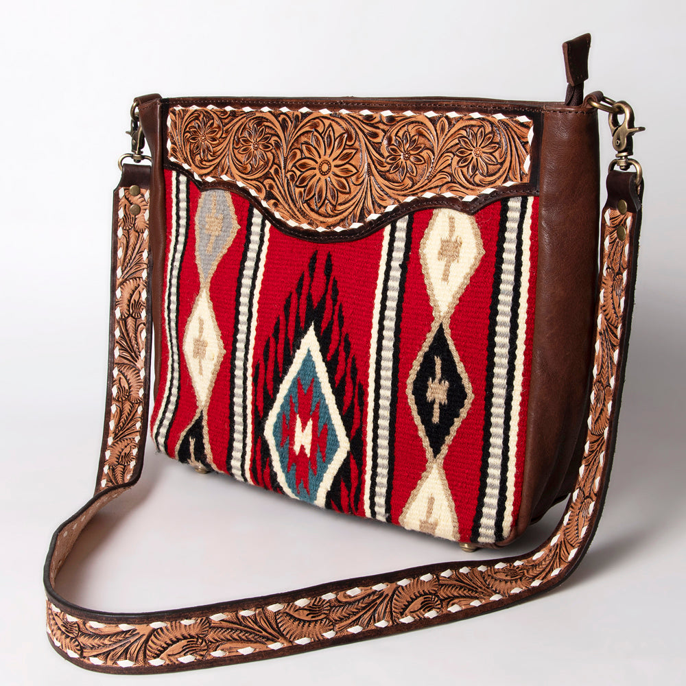 American Darling Messenger Hand Tooled Saddle Blanket Genuine Leather