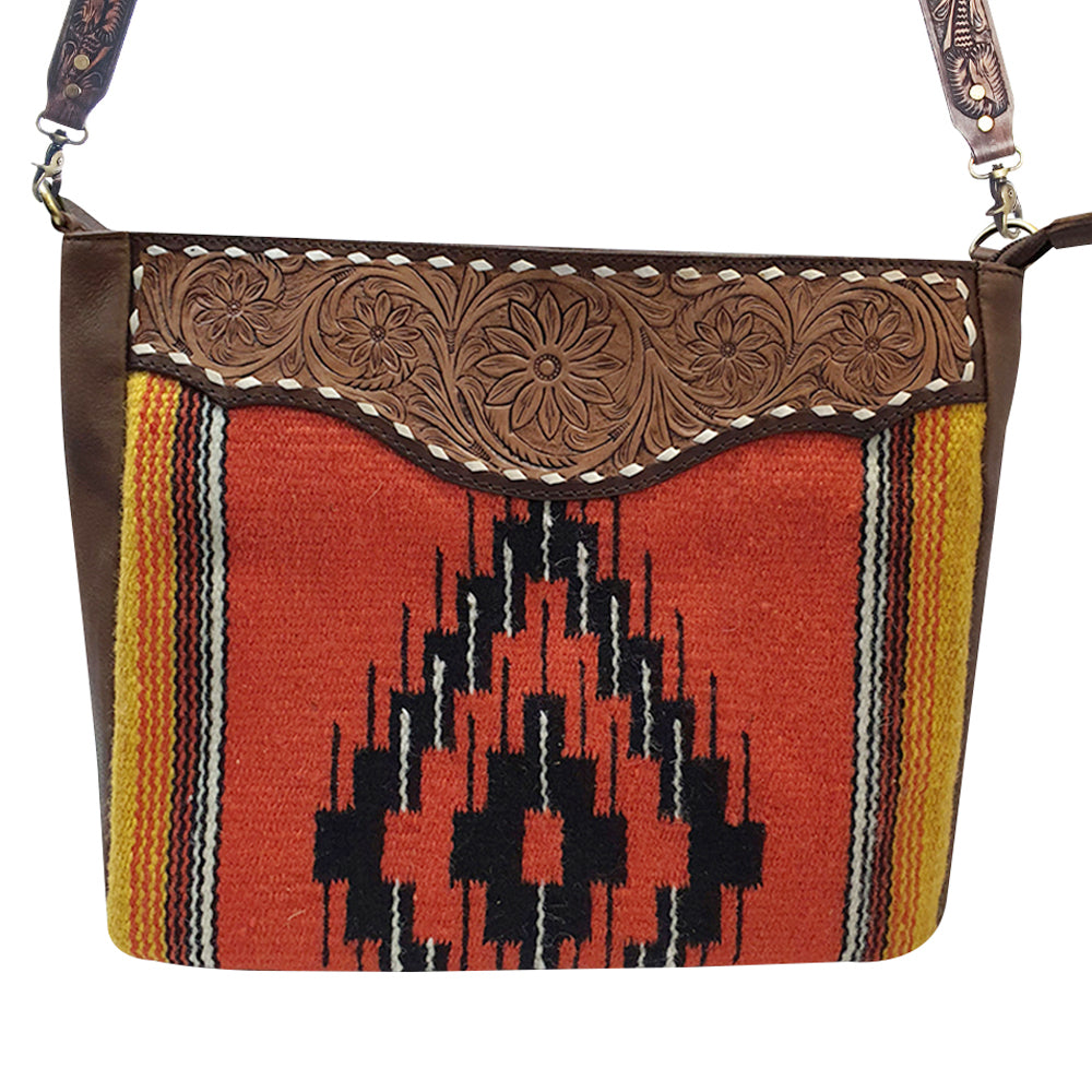 American Darling Messenger Hand Tooled Saddle Blanket Genuine Leather