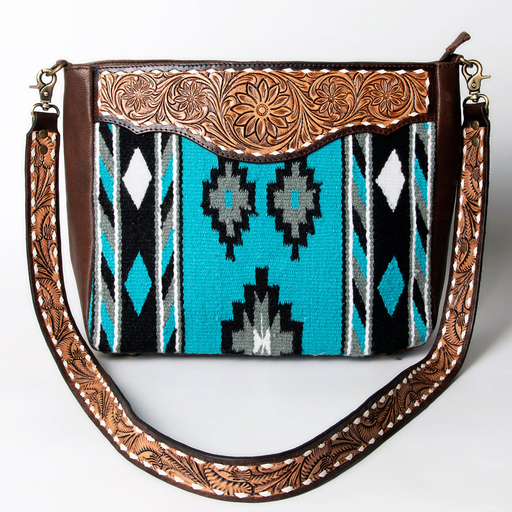American Darling Messenger Hand Tooled Saddle Blanket Genuine Leather