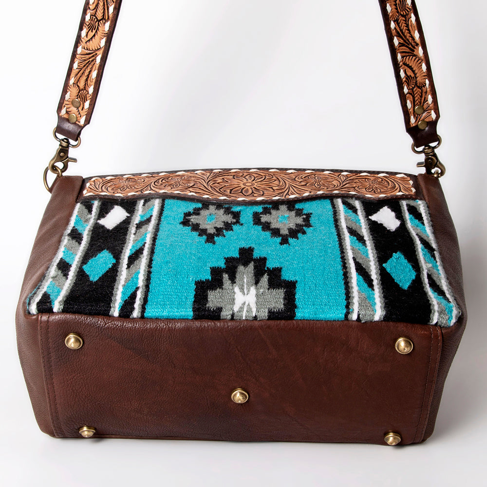 American Darling Messenger Hand Tooled Saddle Blanket Genuine Leather