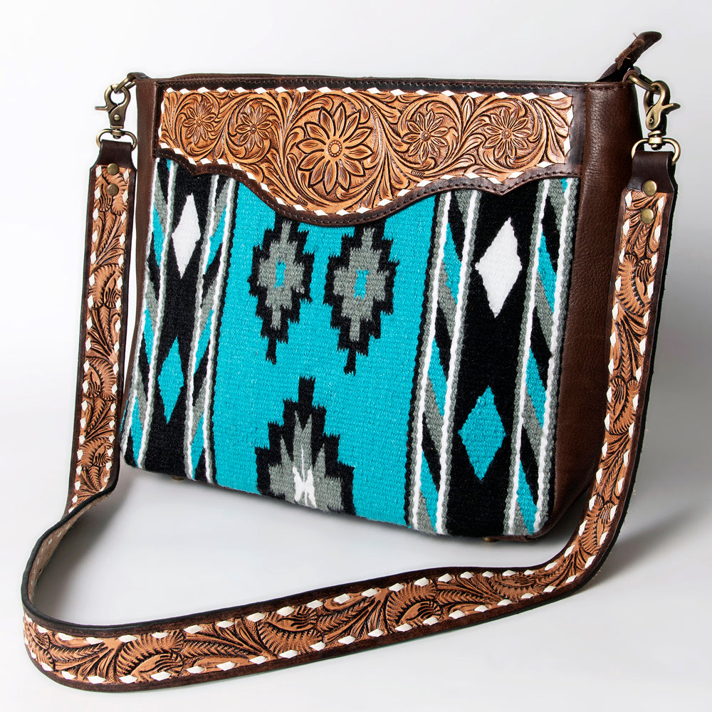 American Darling Messenger Hand Tooled Saddle Blanket Genuine Leather