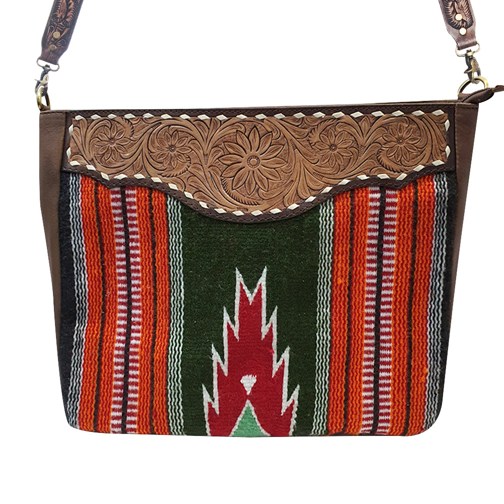 American Darling Messenger Hand Tooled Saddle Blanket Genuine Leather