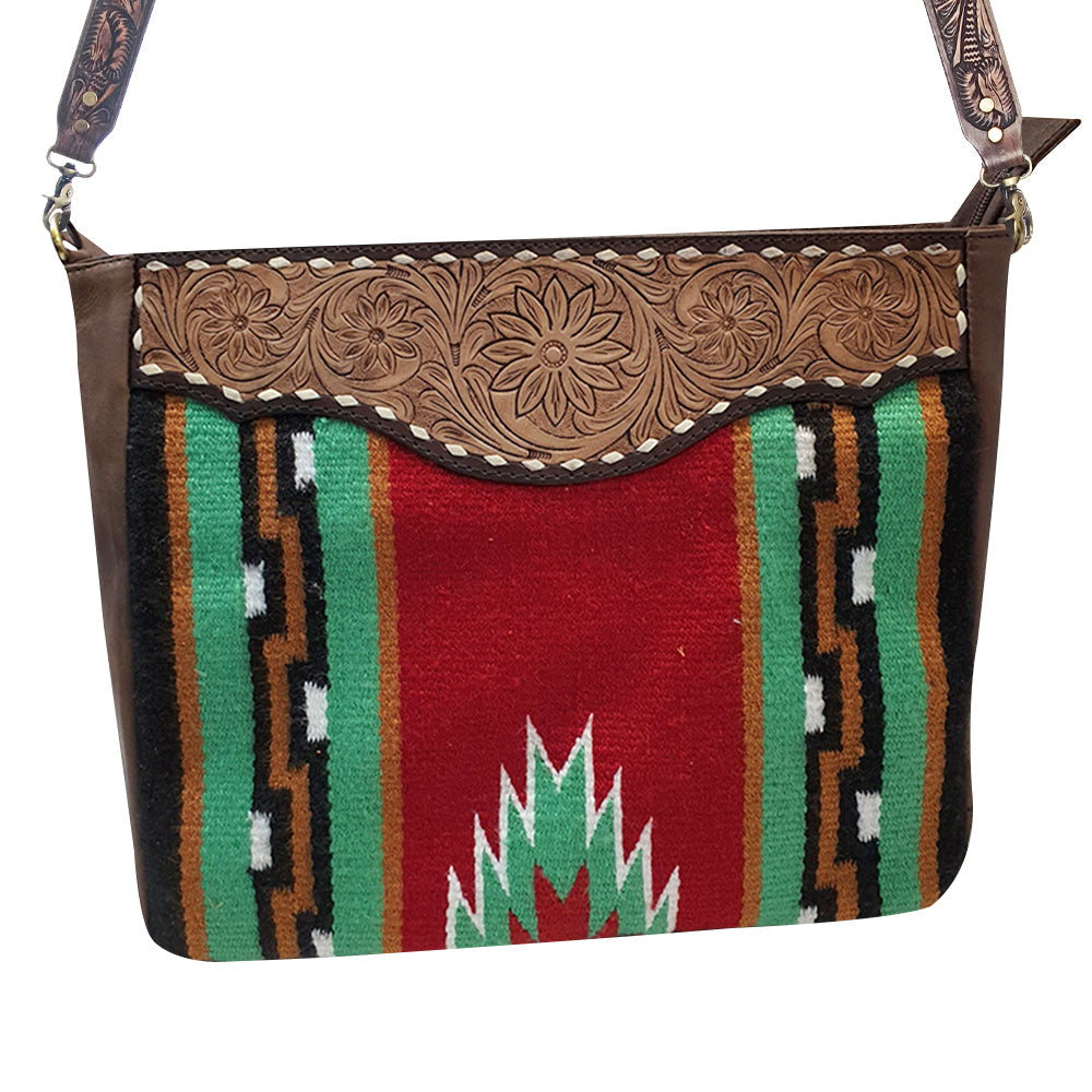 American Darling Messenger Hand Tooled Saddle Blanket Genuine Leather