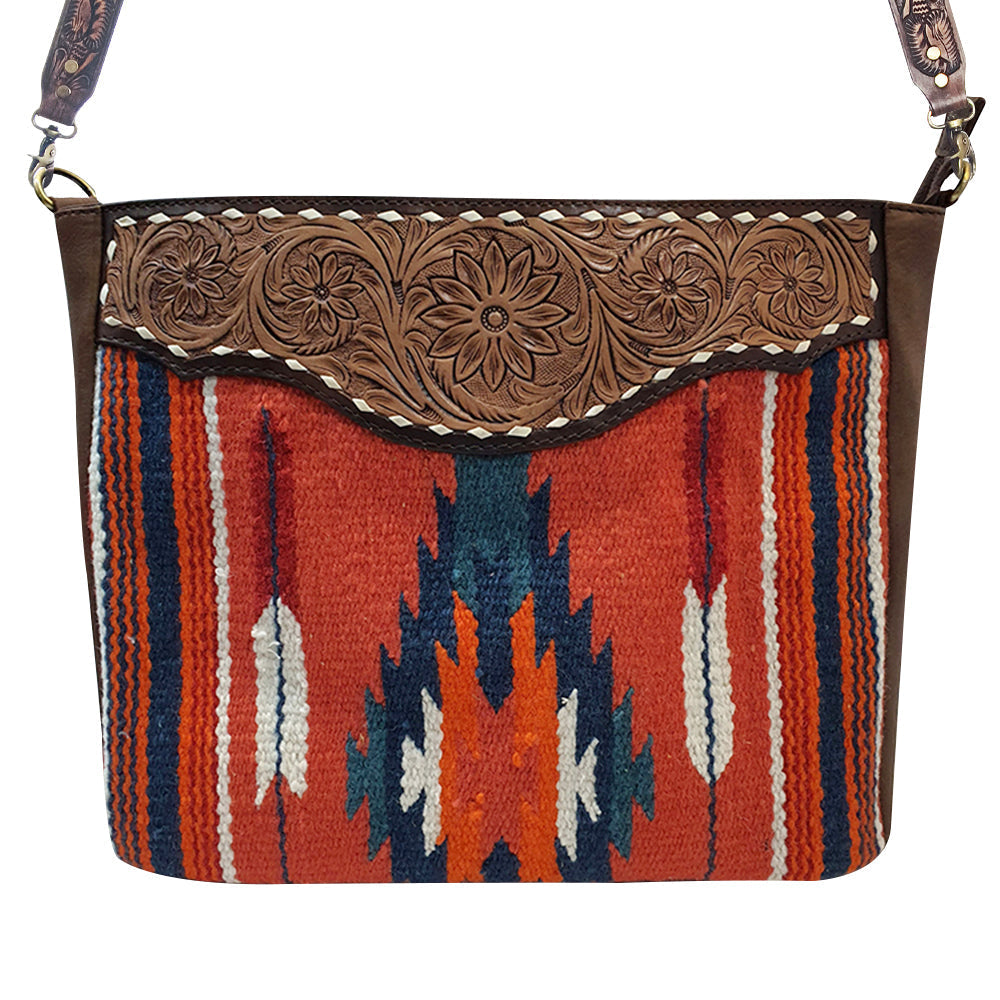 American Darling Messenger Hand Tooled Saddle Blanket Genuine Leather
