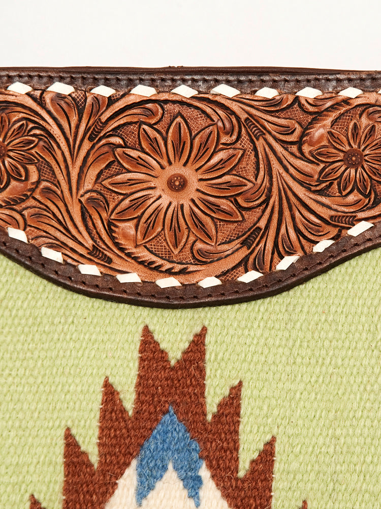 American Darling Messenger Hand Tooled Saddle Blanket Genuine Leather