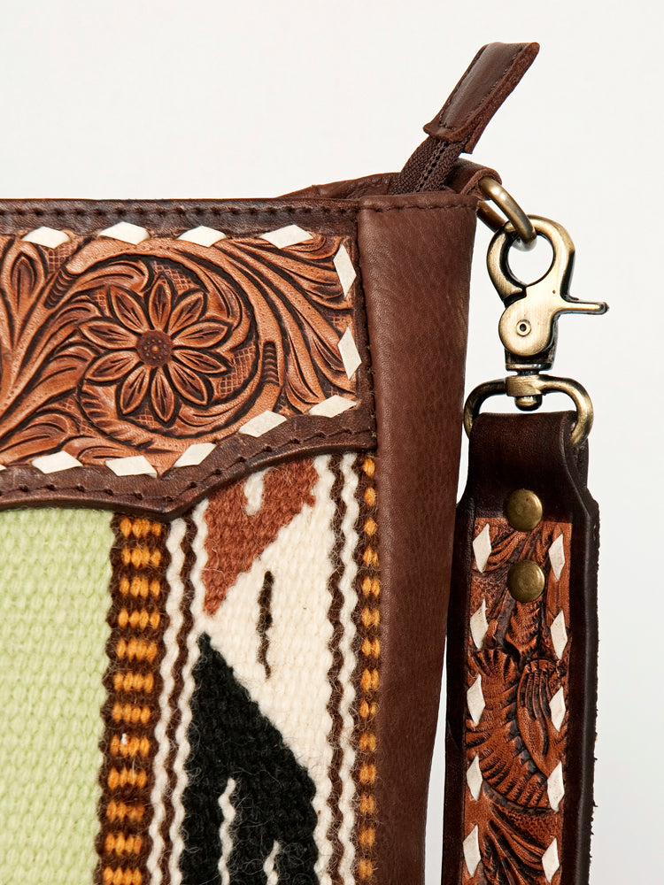 American Darling Messenger Hand Tooled Saddle Blanket Genuine Leather