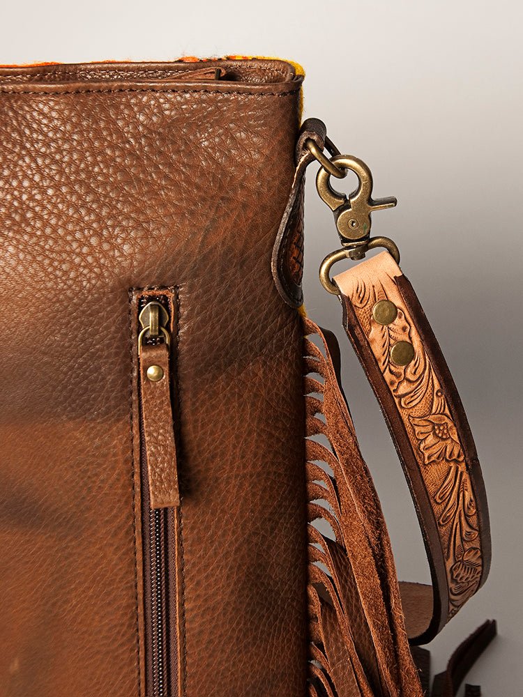 American Darling Large Crossbody Saddle Blanket Genuine Leather