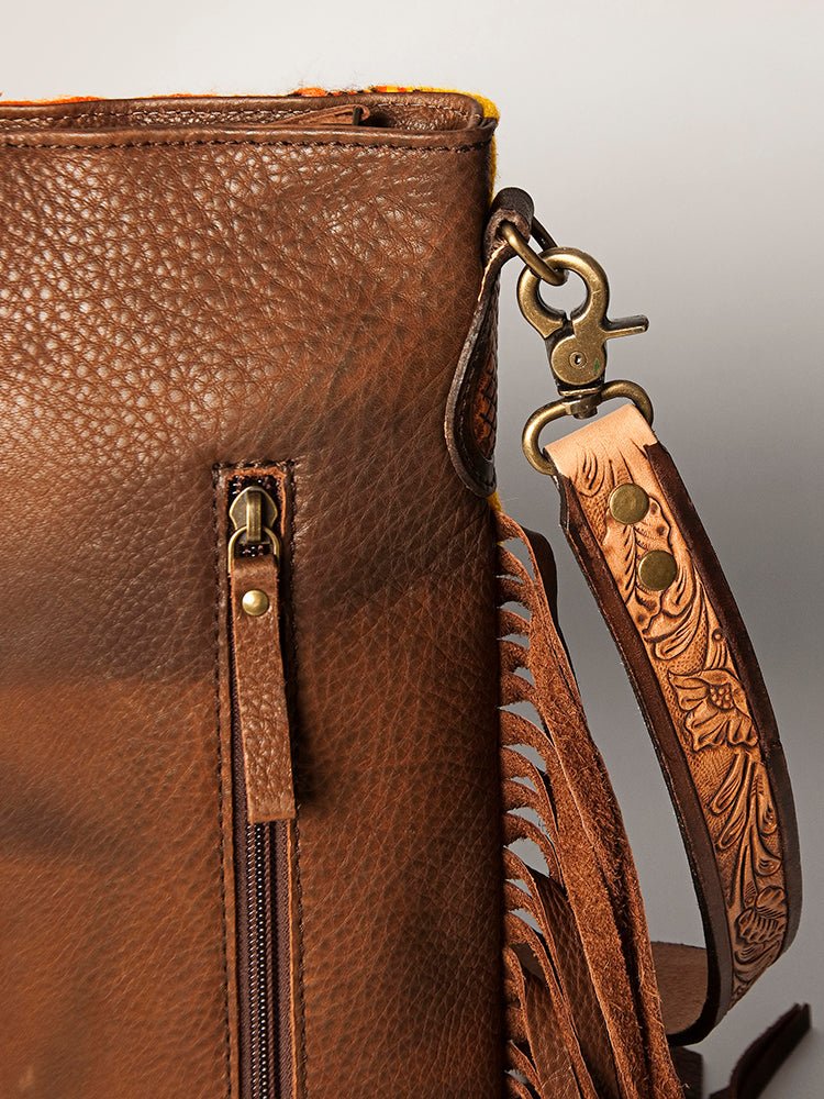 American Darling Large Crossbody Saddle Blanket Genuine Leather