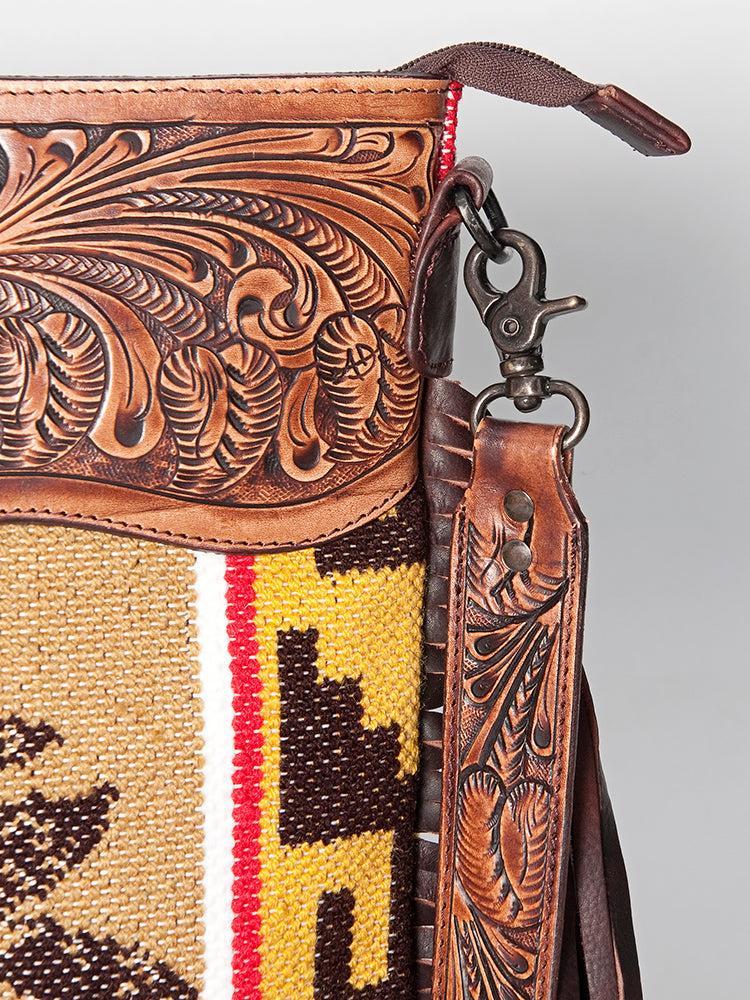 American Darling Hand-Tooled Saddle Blanket Leather Crossbody Bag