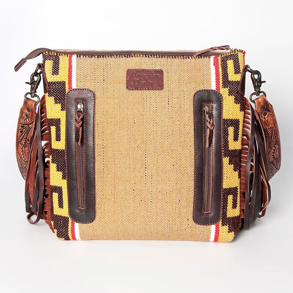 American Darling Hand-Tooled Saddle Blanket Leather Crossbody Bag