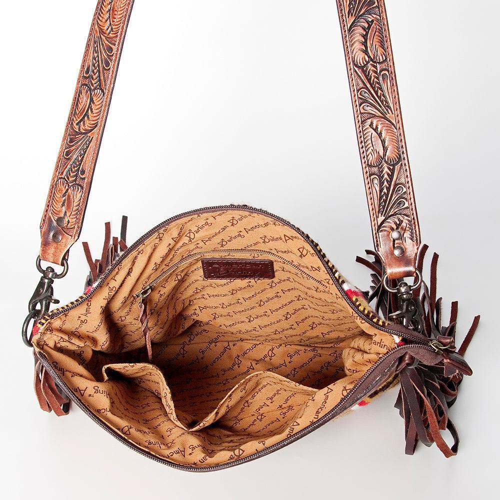 American Darling Hand-Tooled Saddle Blanket Leather Crossbody Bag