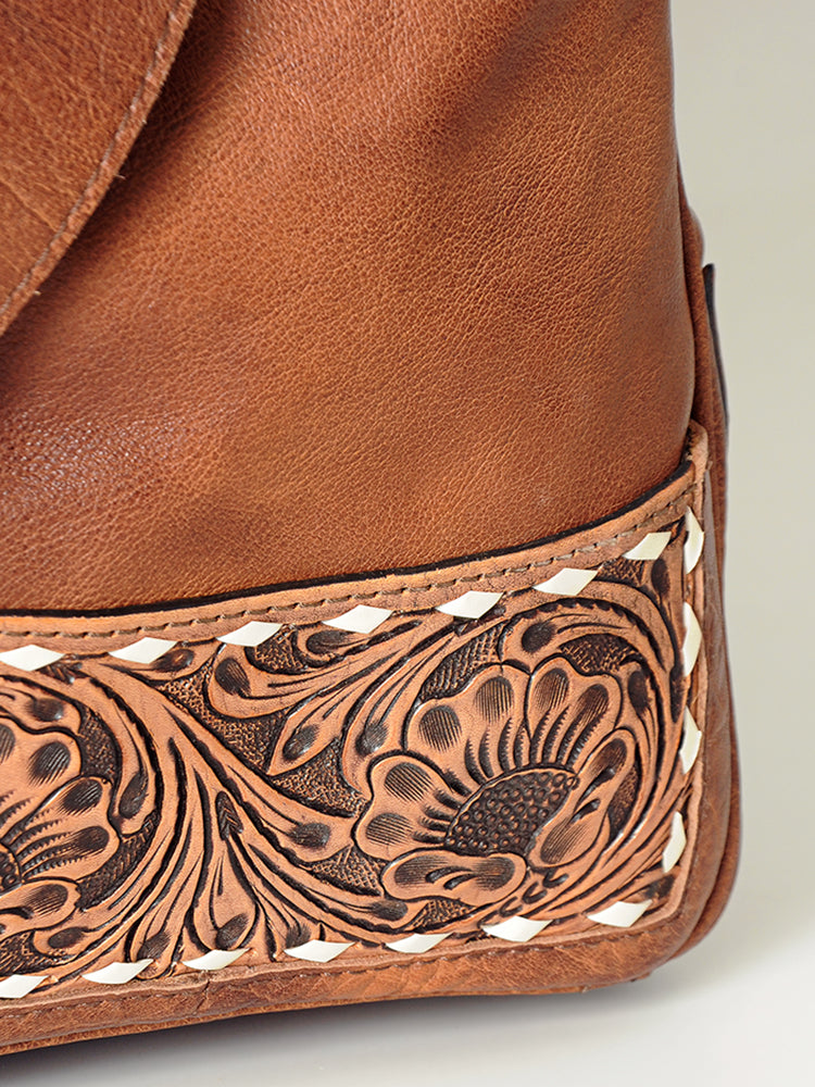 American Darling Hand-Tooled Saddle Blanket Genuine Leather Duffel Bag