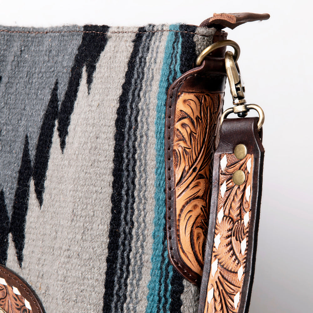 American Darling Hand-Tooled Saddle Blanket Leather Messenger Bag