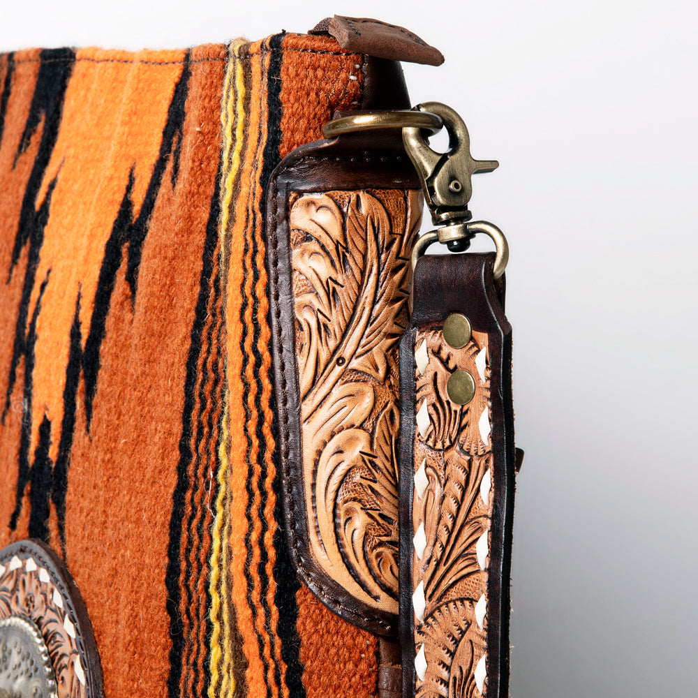 American Darling Hand-Tooled Saddle Blanket Leather Messenger Bag