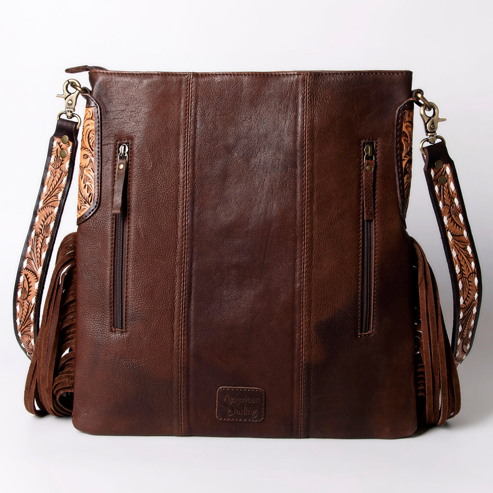 American Darling Hand-Tooled Saddle Blanket Leather Messenger Bag