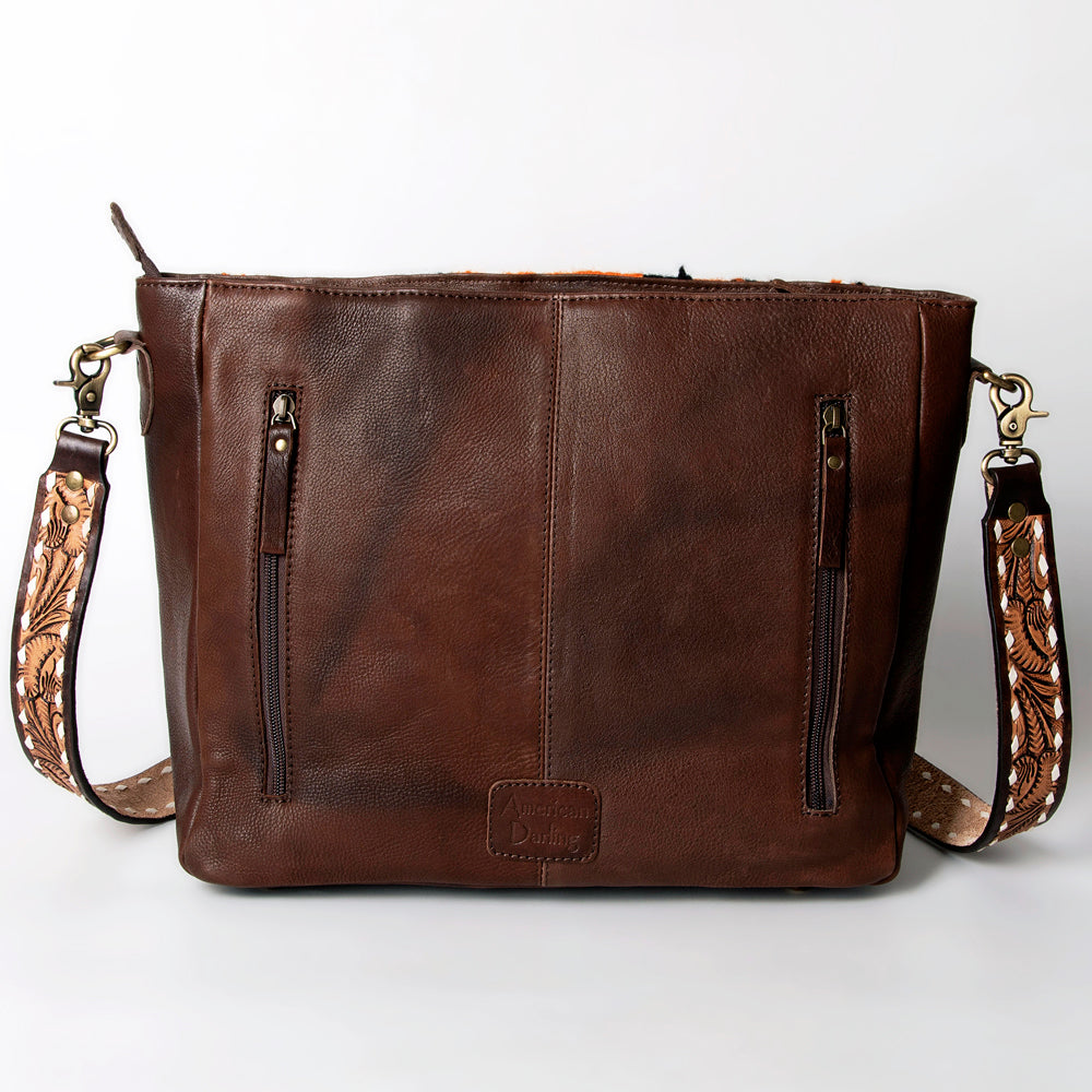 American Darling Hand-Tooled Saddle Blanket Leather Large Crossbody Bag