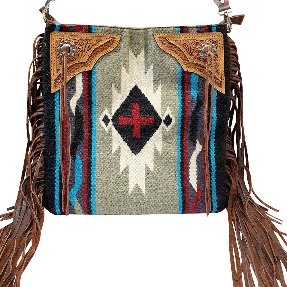 American Darling Messenger Hand Tooled Saddle Blanket Genuine Leather