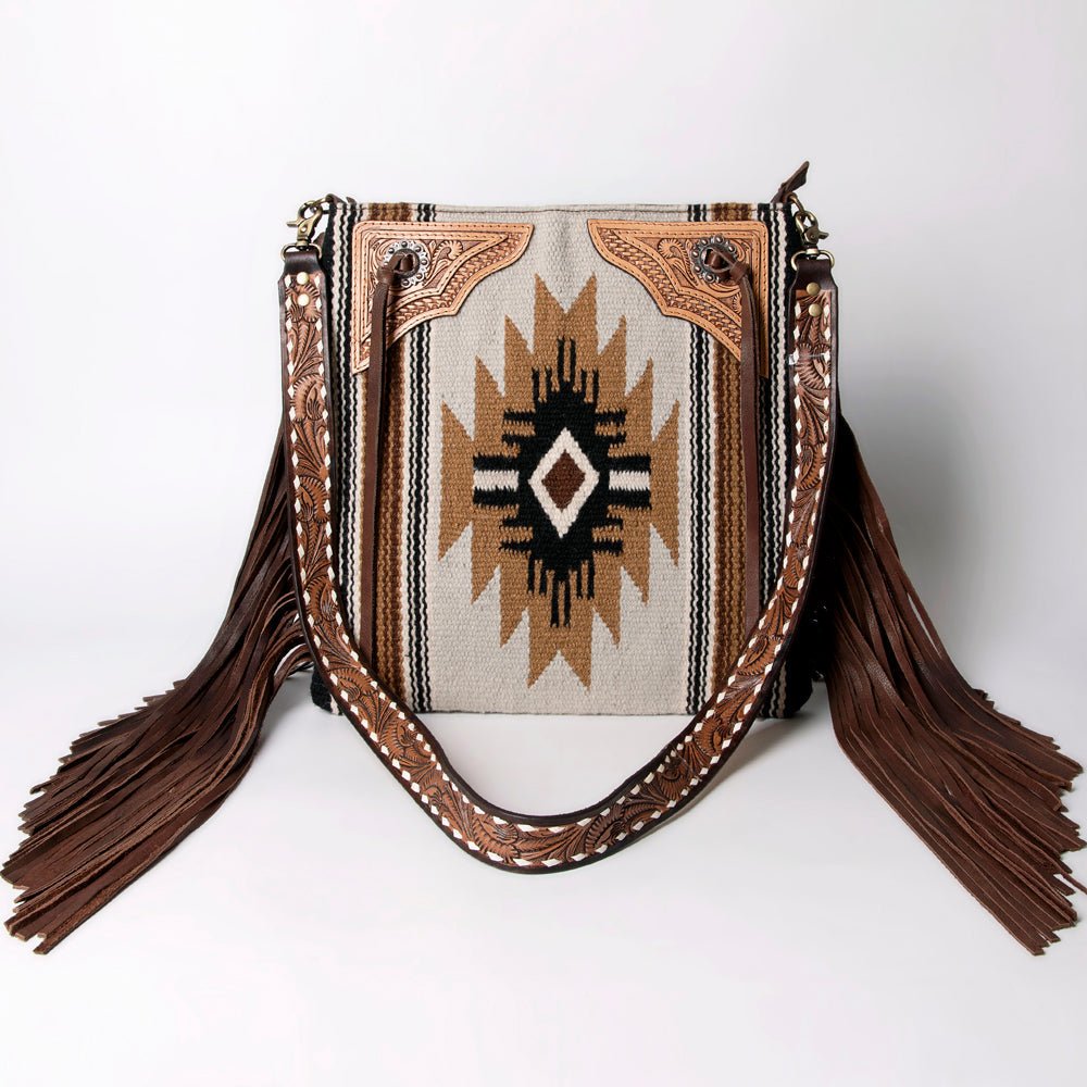 American Darling Messenger Hand Tooled Saddle Blanket Genuine Leather