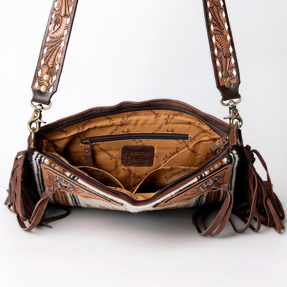 American Darling Messenger Hand Tooled Saddle Blanket Genuine Leather