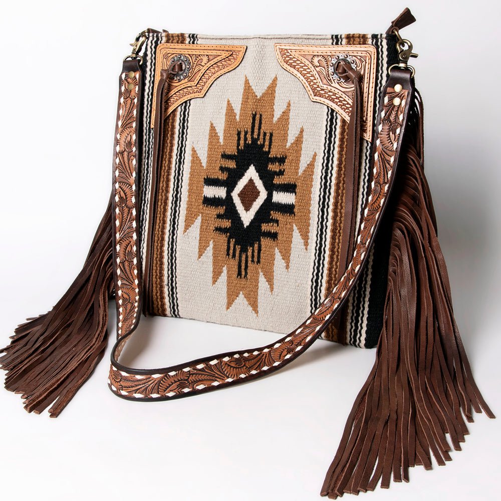 American Darling Messenger Hand Tooled Saddle Blanket Genuine Leather