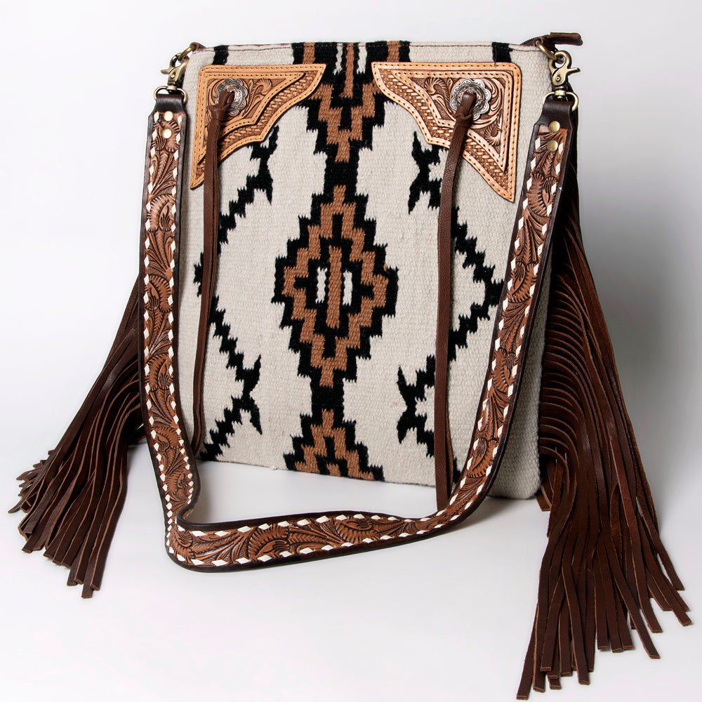 American Darling Messenger Hand Tooled Saddle Blanket Genuine Leather
