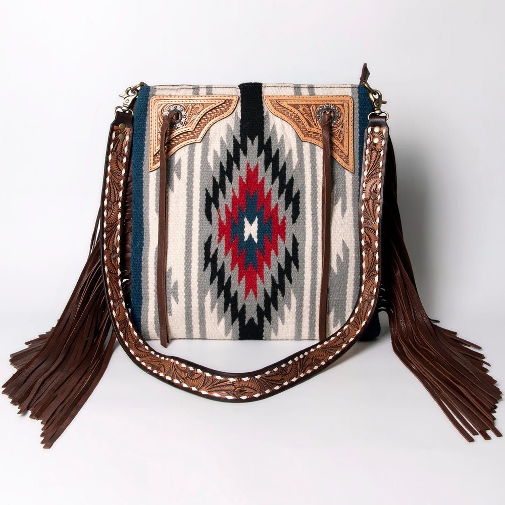 American Darling Messenger Hand Tooled Saddle Blanket Genuine Leather