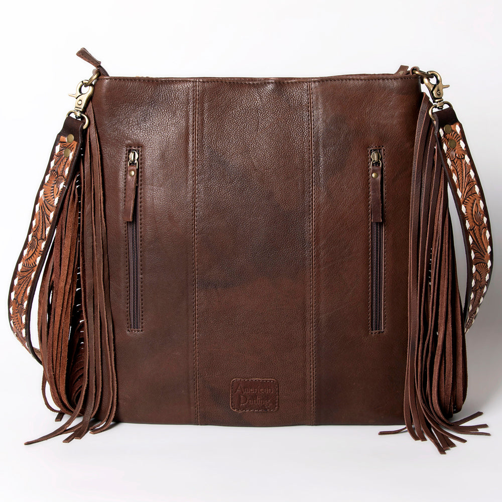 American Darling Large Cross body Bag for Women - Hand Woven Saddle Blanket, Hand Tooled Leather & Fringes