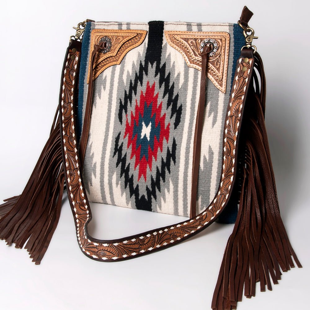 American Darling Messenger Hand Tooled Saddle Blanket Genuine Leather