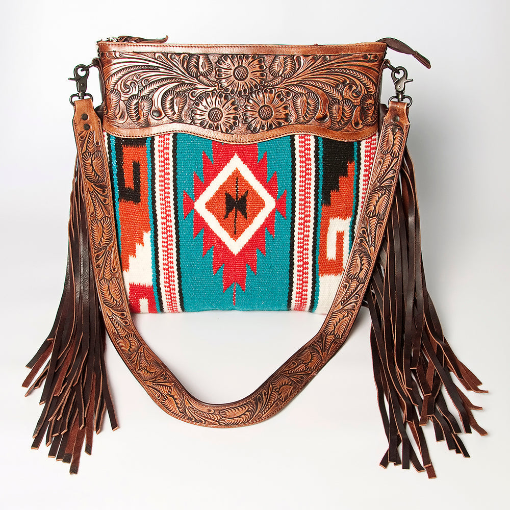 American Darling Hand-Tooled Saddle Blanket Leather Crossbody Bag