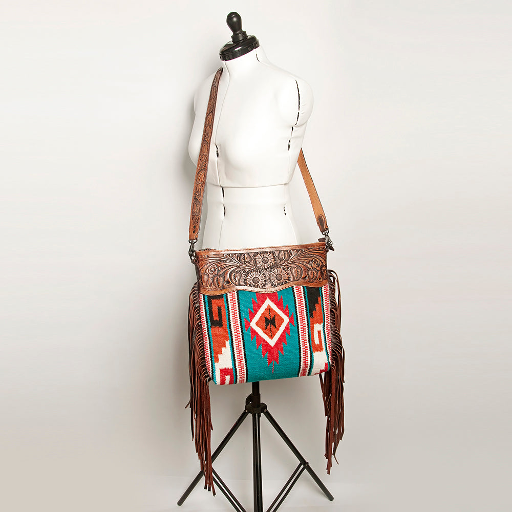 American Darling Hand-Tooled Saddle Blanket Leather Crossbody Bag