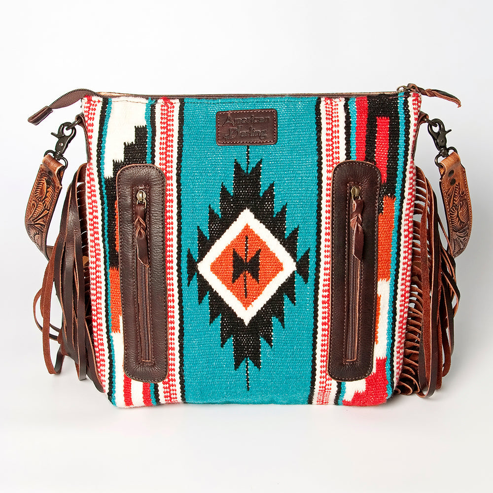 American Darling Hand-Tooled Saddle Blanket Leather Crossbody Bag