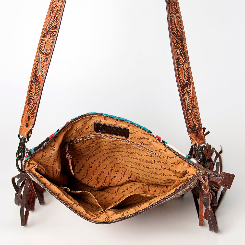 American Darling Hand-Tooled Saddle Blanket Leather Crossbody Bag