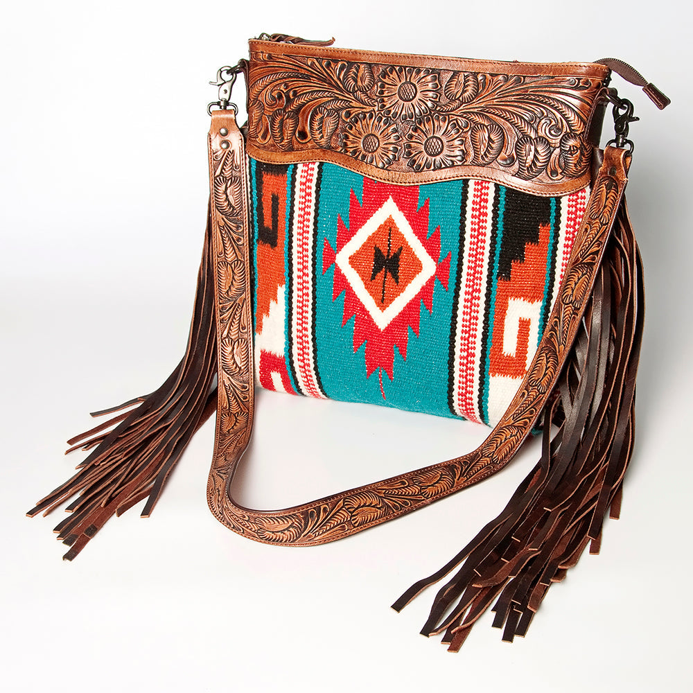American Darling Hand-Tooled Saddle Blanket Leather Crossbody Bag