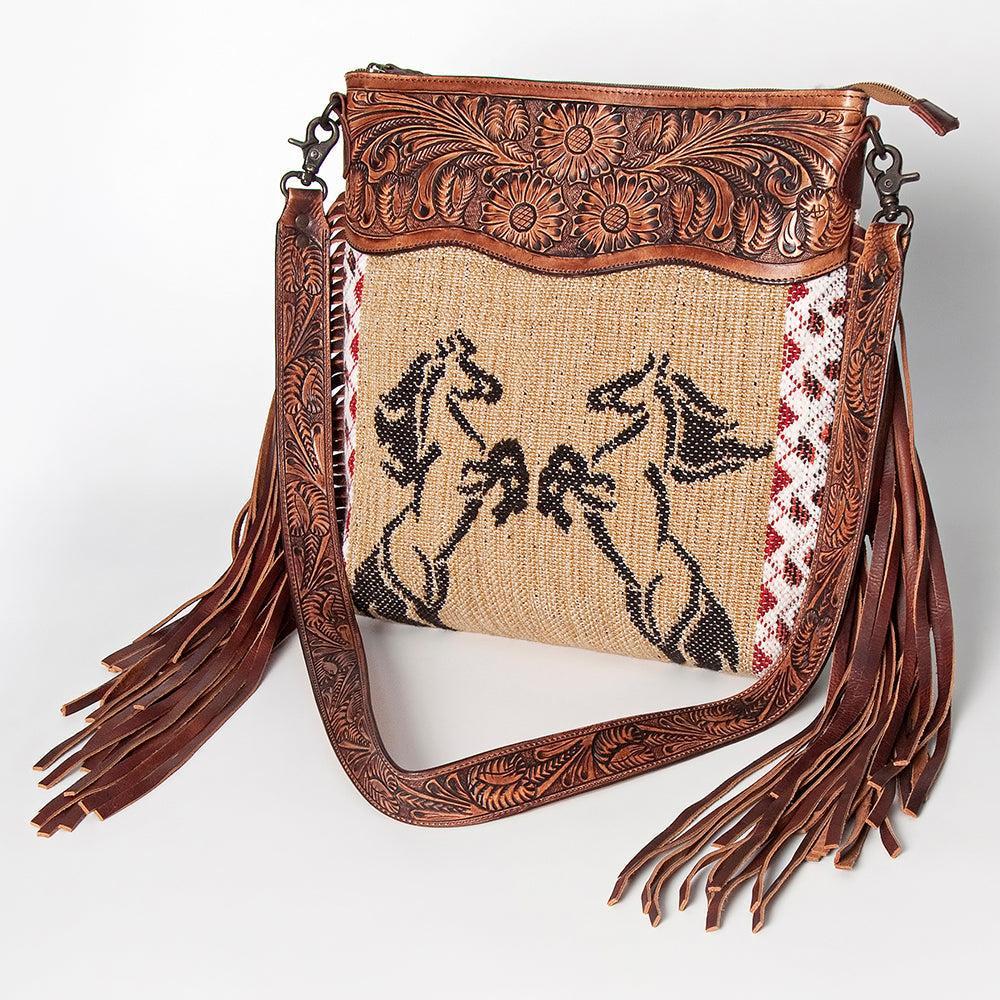 American Darling Hand-Tooled Saddle Blanket Crossbody