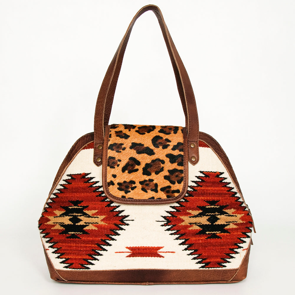 American Darling Tote Bag Genuine Leather Hair-On Cowhide Hand Woven Saddle Blanket Western Handbag 12in x 16in x 5in