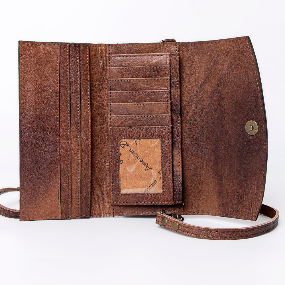 American Darling Wallet Hand Tooled Genuine Leather