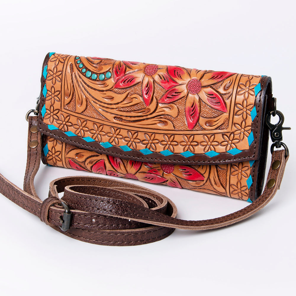 American Darling Wallet Hand Tooled Genuine Leather