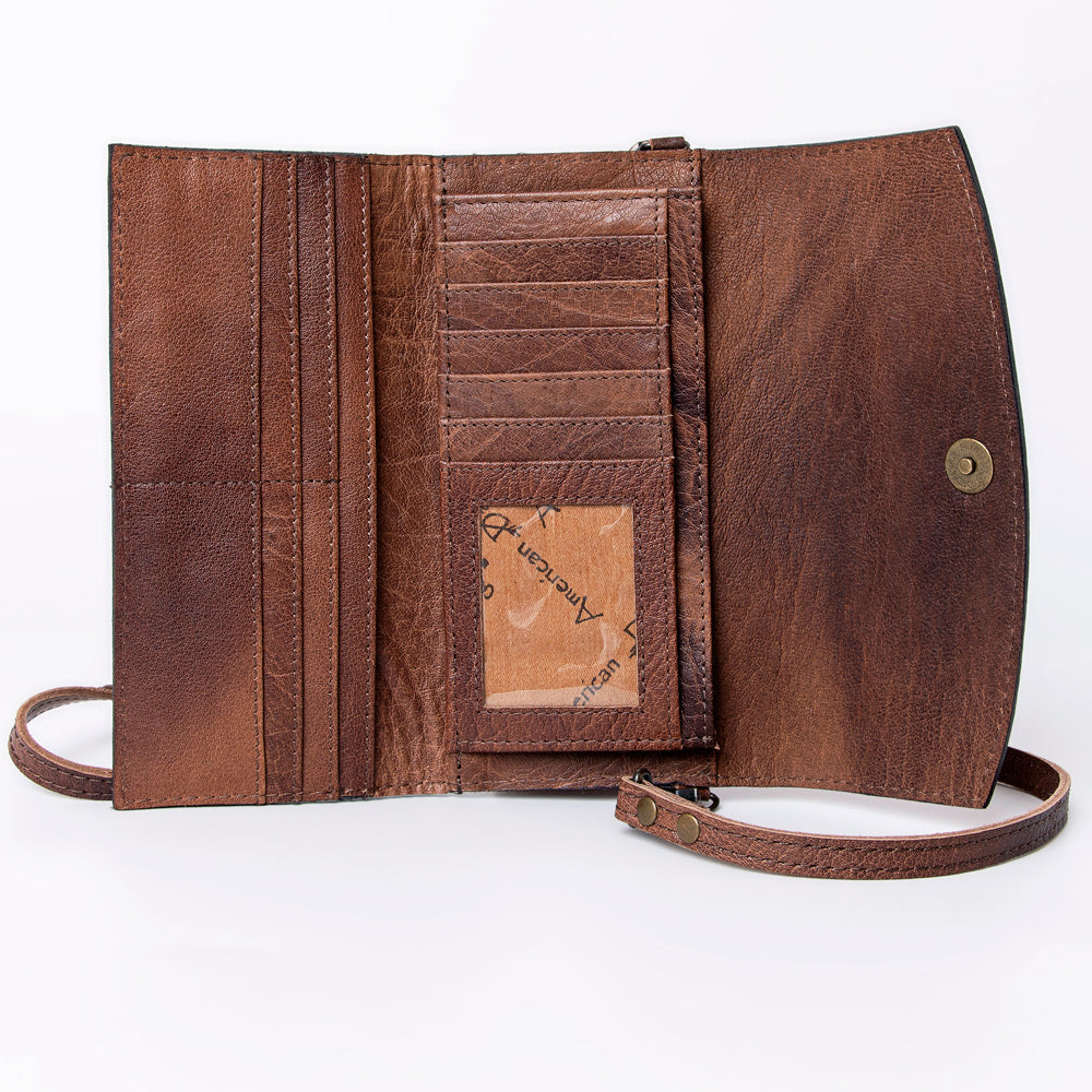 American Darling Wallet Hand Tooled Genuine Leather