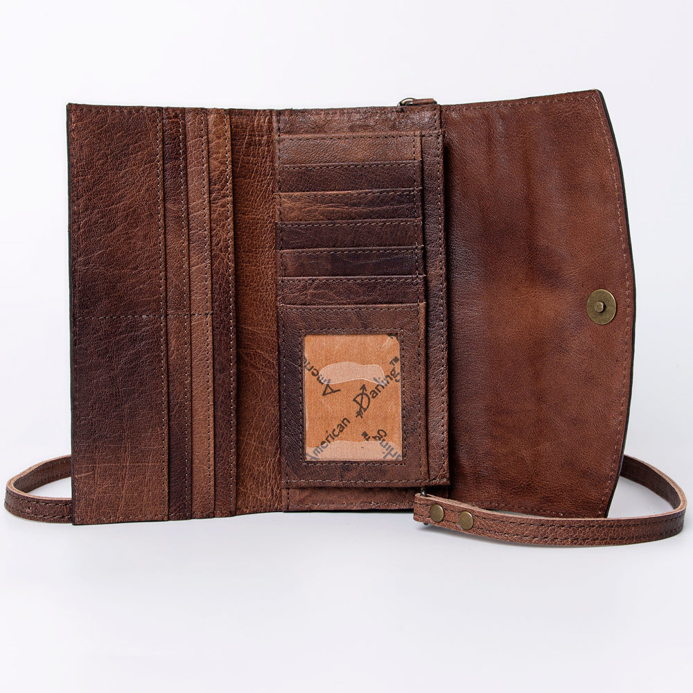 American Darling Wallet Hand Tooled Genuine Leather