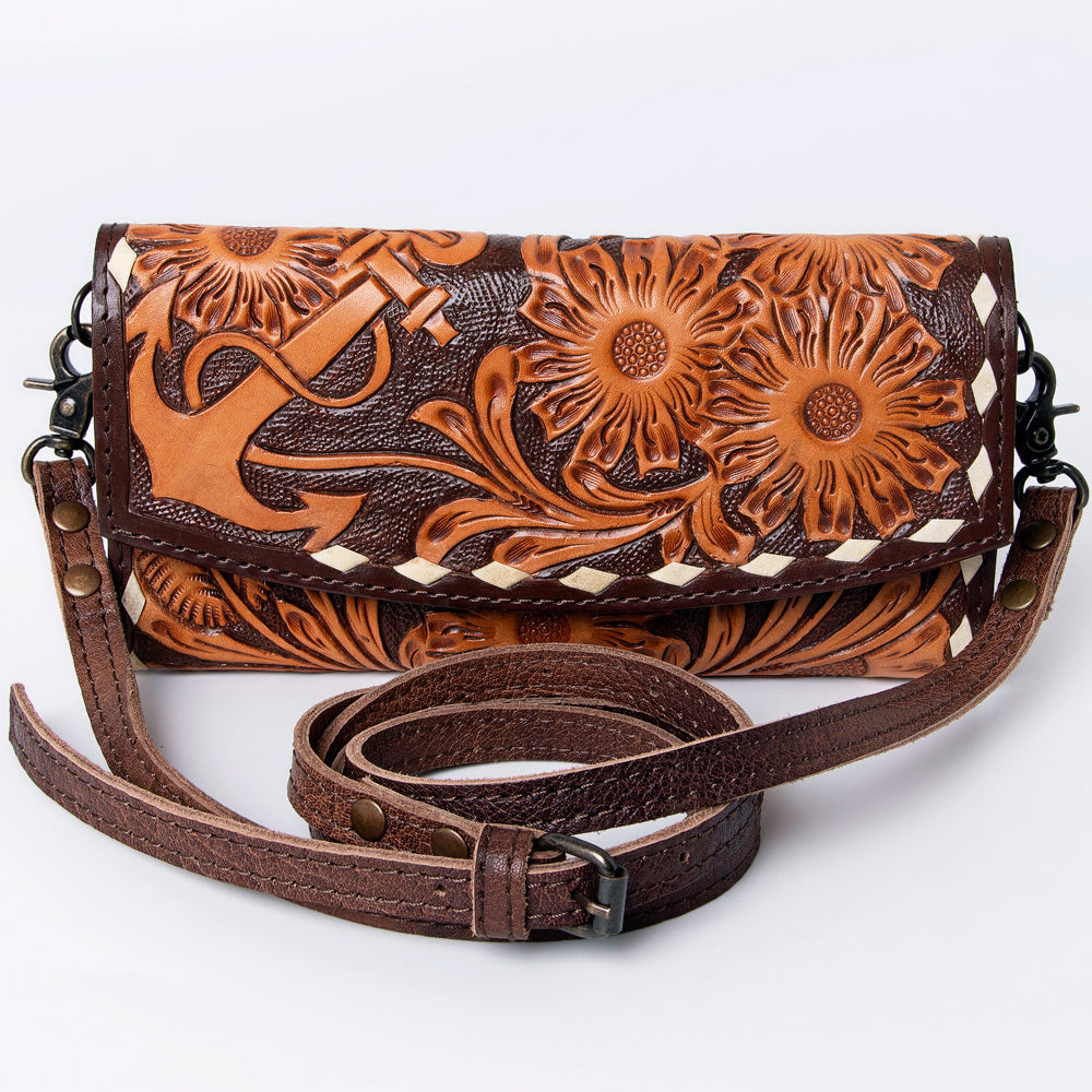American Darling Wallet Hand Tooled Genuine Leather