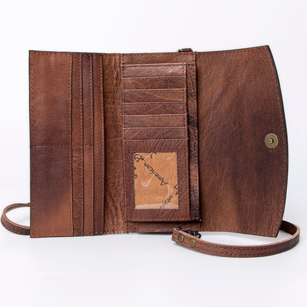 American Darling Wallet Hand Tooled Genuine Leather