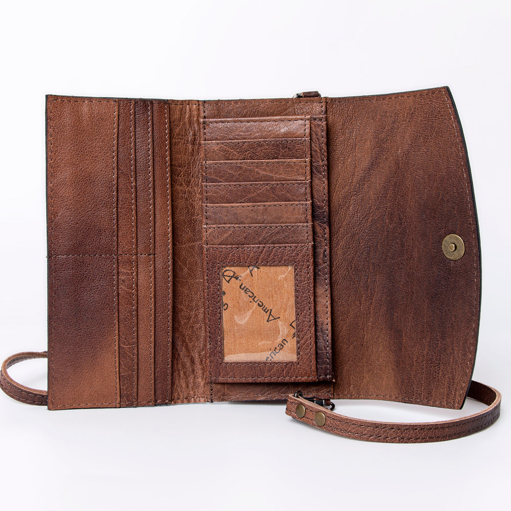 American Darling Wallet Hand Tooled Genuine Leather