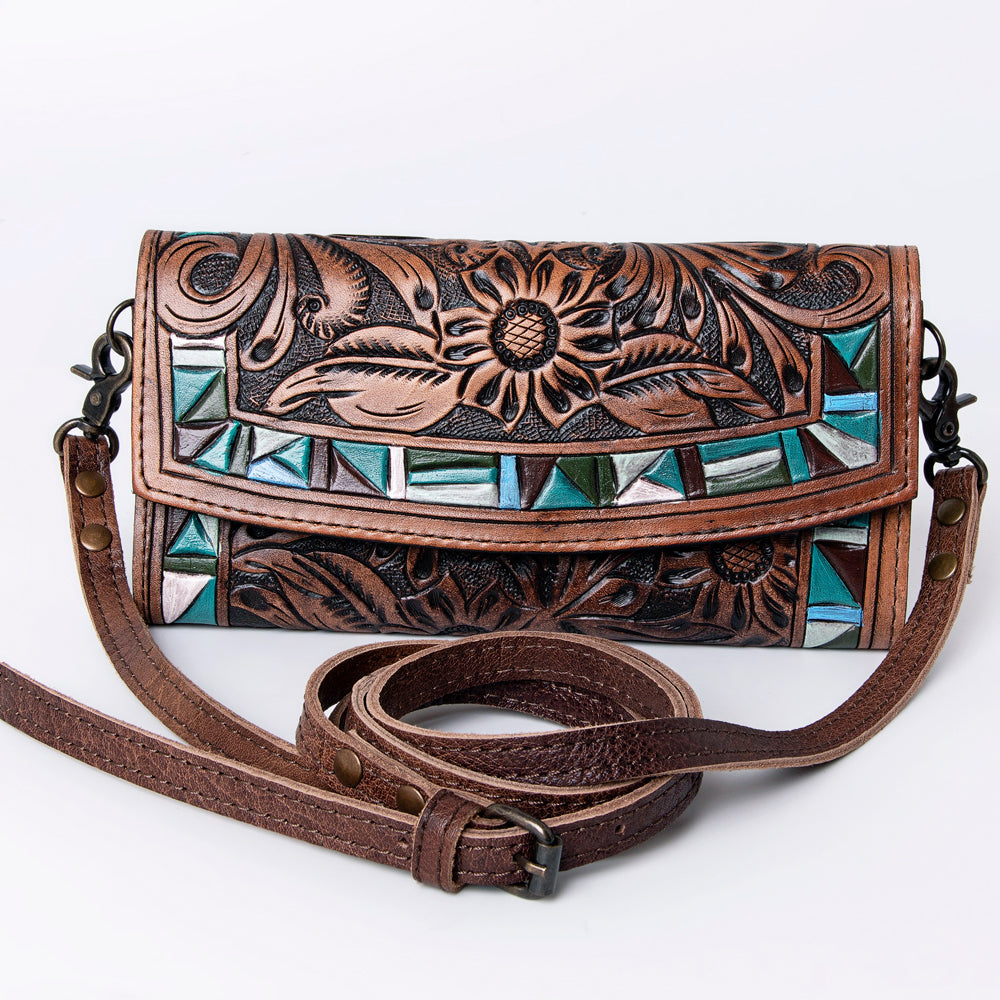 American Darling Wallet Hand Tooled Genuine Leather