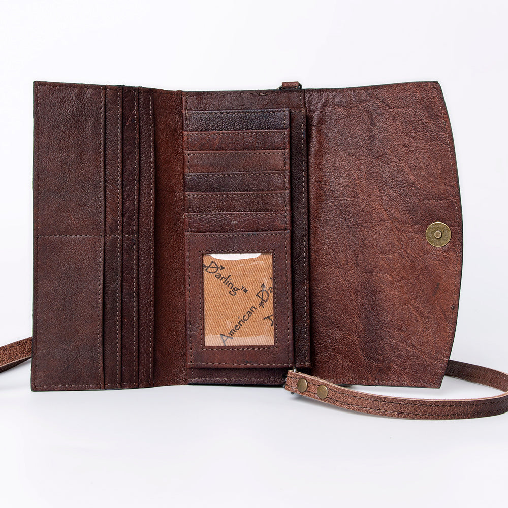 American Darling Wallet Hand Tooled Genuine Leather