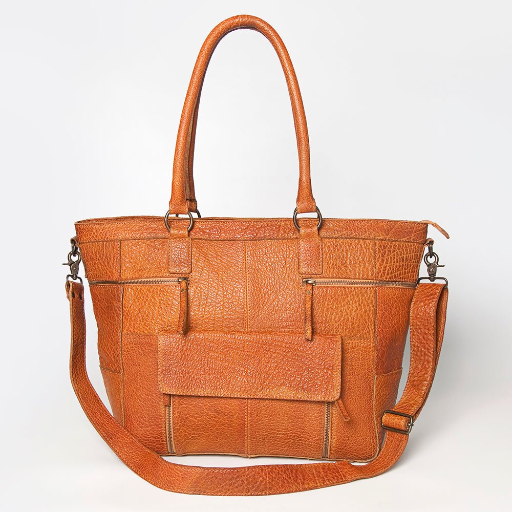 Never Mind Tote Vintage Handmade Genuine Cowhide Leather