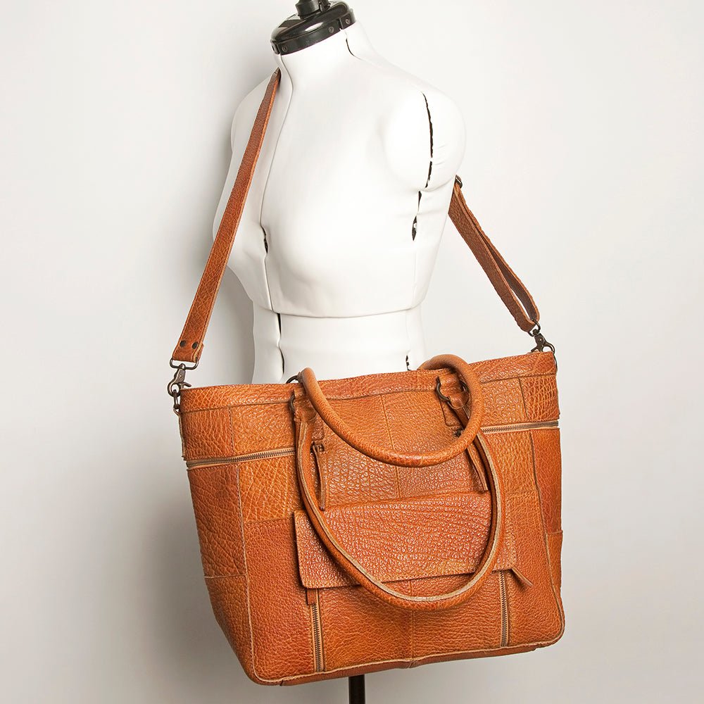 Never Mind Tote Vintage Handmade Genuine Cowhide Leather
