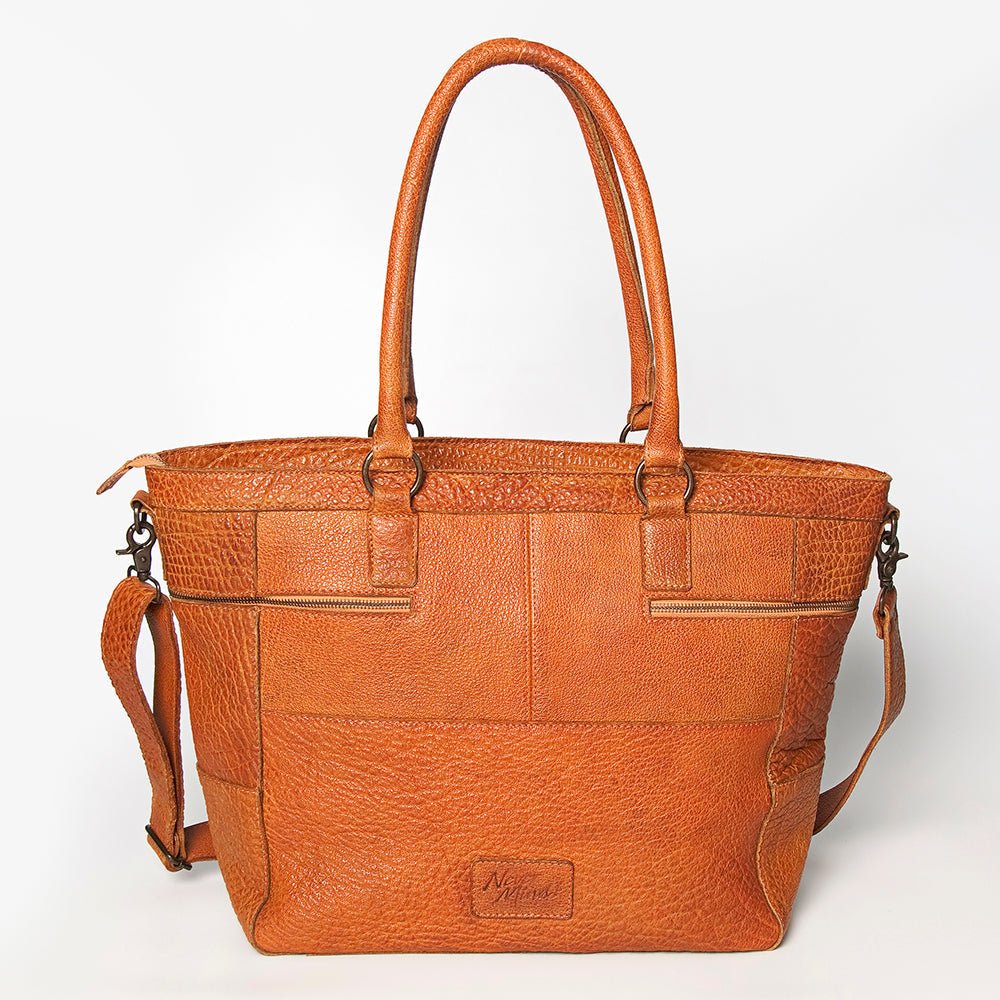 Never Mind Tote Vintage Handmade Genuine Cowhide Leather
