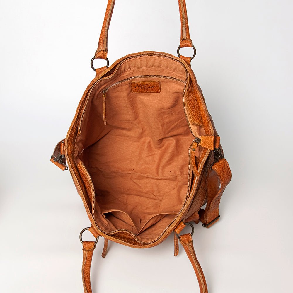 Never Mind Tote Vintage Handmade Genuine Cowhide Leather