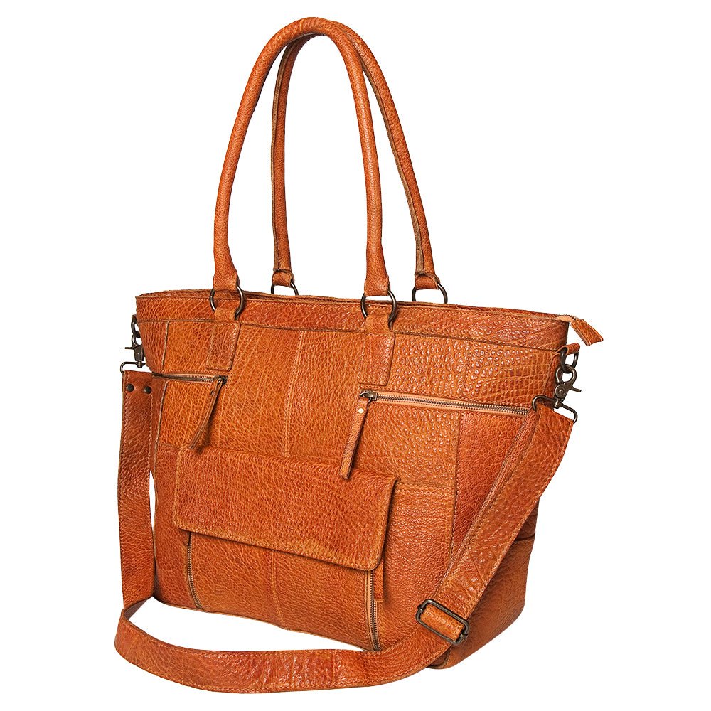 Never Mind Tote Vintage Handmade Genuine Cowhide Leather