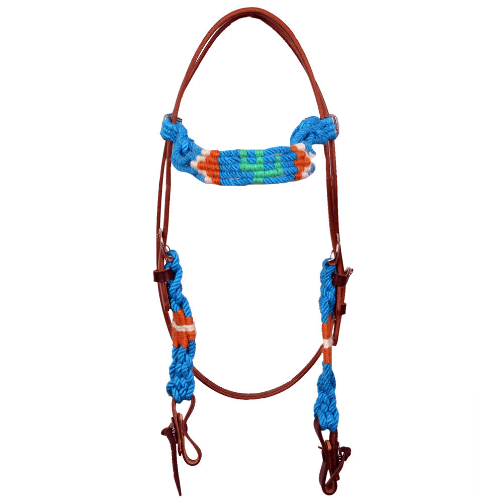 HILASON Western Wool Headstall & Breast Collar Tack Set Turquoise Brown | Leather for Horses